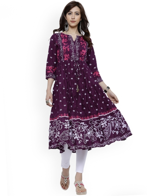 

Vishudh Women Purple Printed Anarkali Kurta