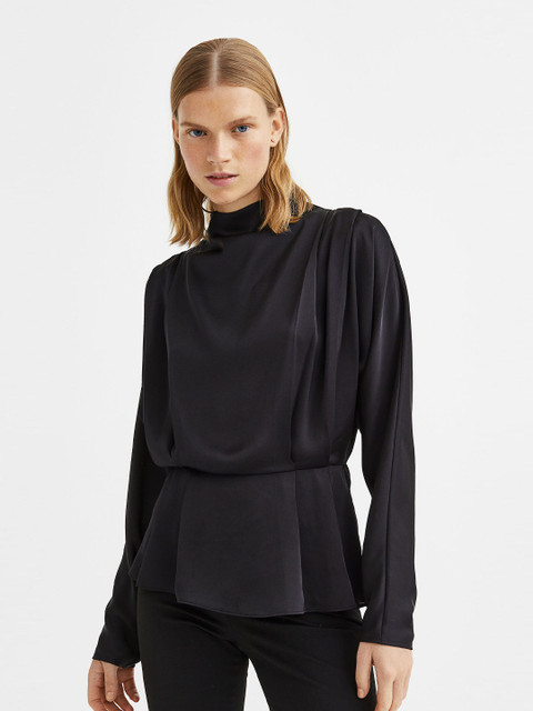 

H&M Women Satin Blouse, Black
