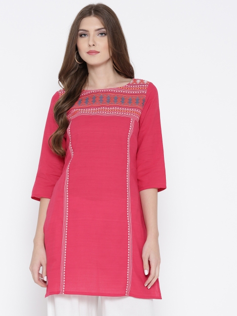 

AURELIA Pink Woven Design Kurti