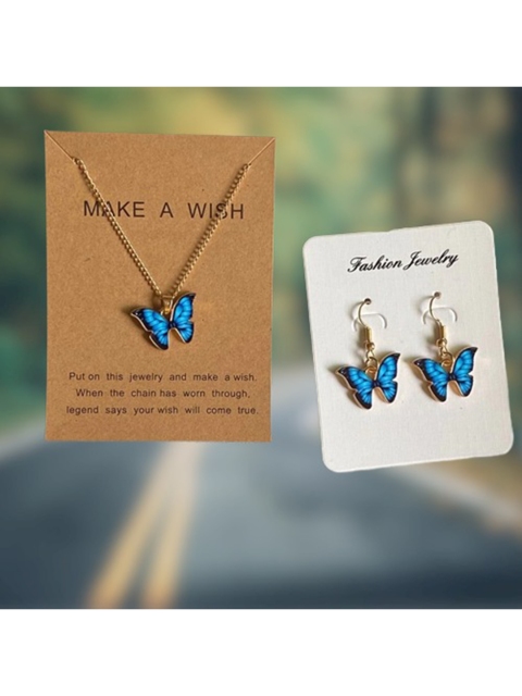 

Pinapes Adults Gold-Plated & Blue Choker Necklace and Earrings