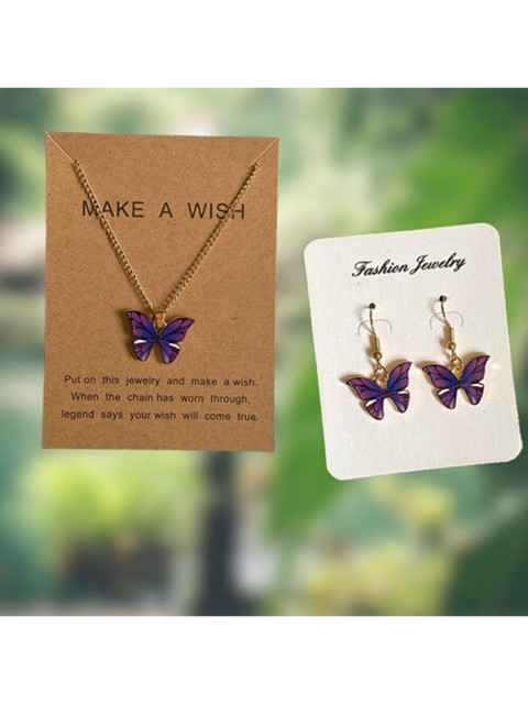 

Pinapes Unisex Gold-Toned & Purple Gold-Plated Necklace