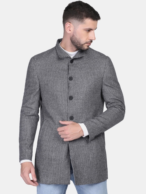 

Blackberrys Men Grey Black Checked Tailored Jacket
