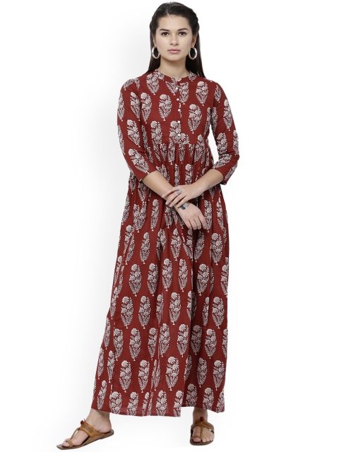 

Vishudh Women Maroon Printed Maxi Dress