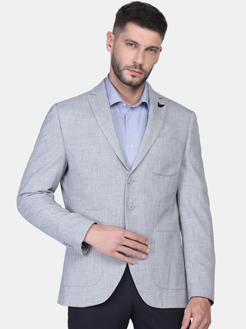 

Blackberrys Men Grey Solid Slim-Fit Single Breasted Blazers