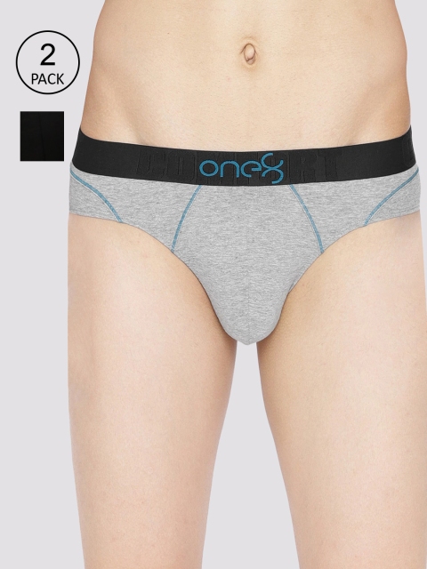 

one8 by Virat Kohli Men Pack Of 3 Solid Basic Briefs 103-PO3, Grey melange