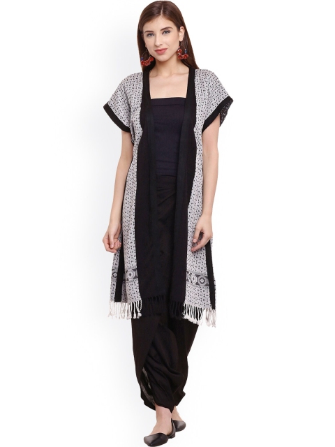 

Be Indi Women Black & White Printed Longline Shrug