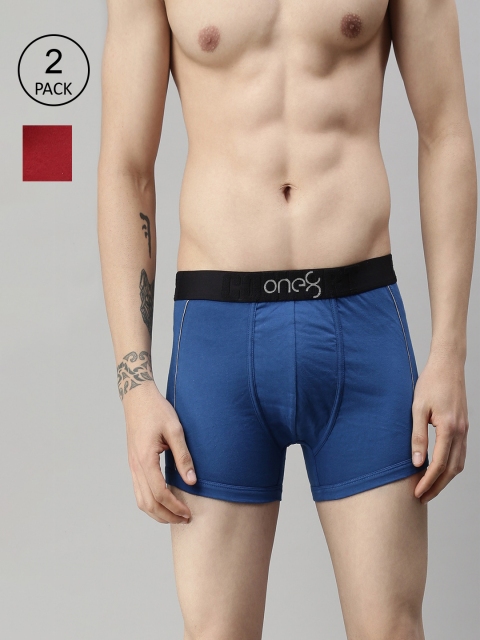 

one8 by Virat Kohli Men Pack Of 3 Solid Trunk 106-PO3-Maroon/Maroon/Royal Blue