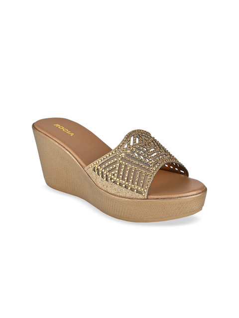

Rocia Women Gold-Toned Textured Ethnic Open Toe Flats