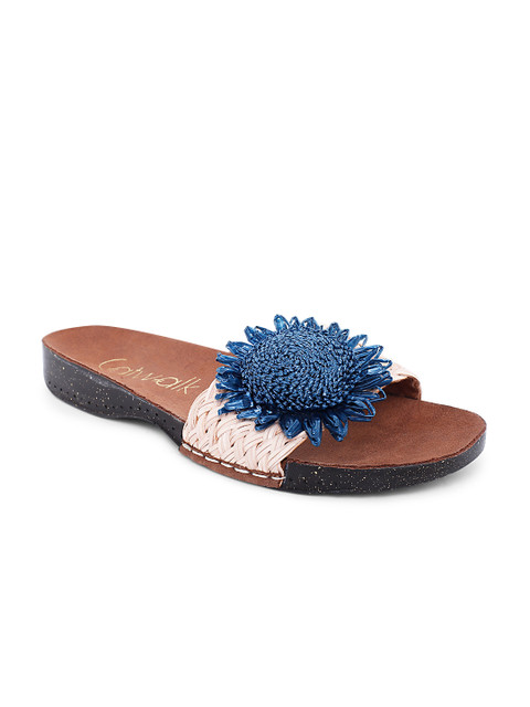

Catwalk Women Beige & Blue Woven Design Open Toe Flats