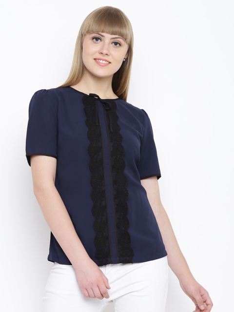 

Wills Lifestyle Women Navy Solid Top, Navy blue