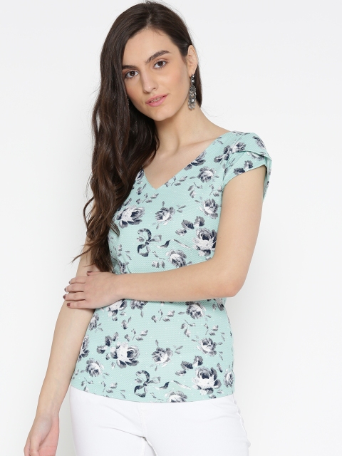 

Wills Lifestyle Women Green Floral Print Top