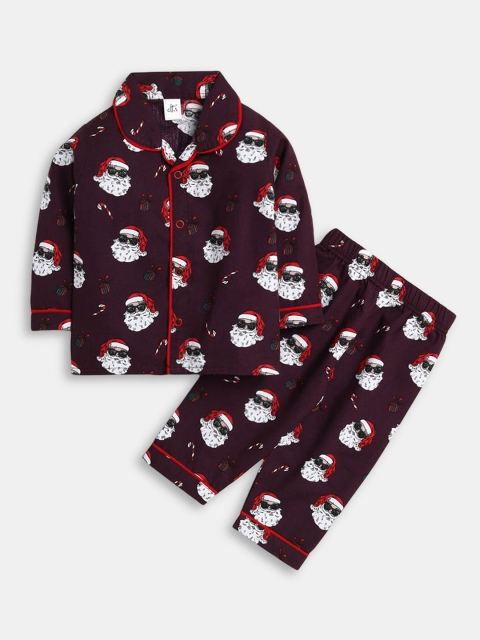 

Hopscotch Boys Purple & Red Printed Pure Cotton Night suit 1176679