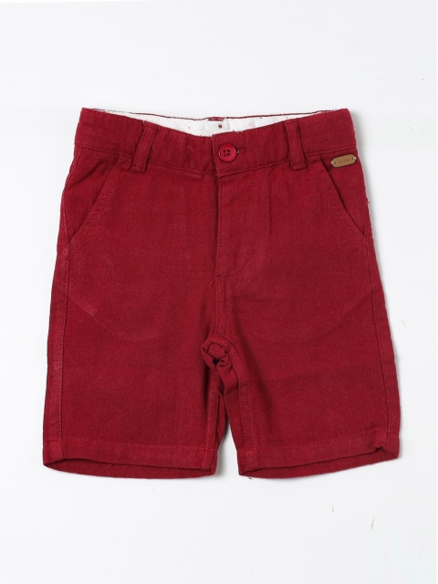 

Nuberry Boys Maroon Cotton Low-Rise Shorts