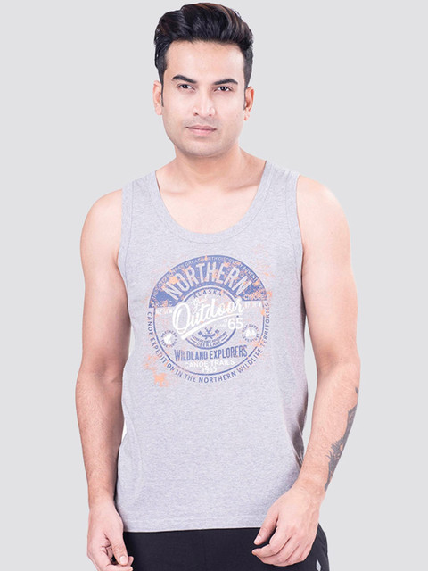

ACTIMAXX Men Grey Printed Cotton Innerwear Vest