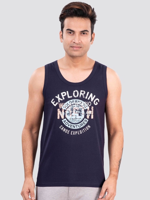 

ACTIMAXX Men Navy Blue Printed Pure Premium Combed Cotton Innerwear Vests
