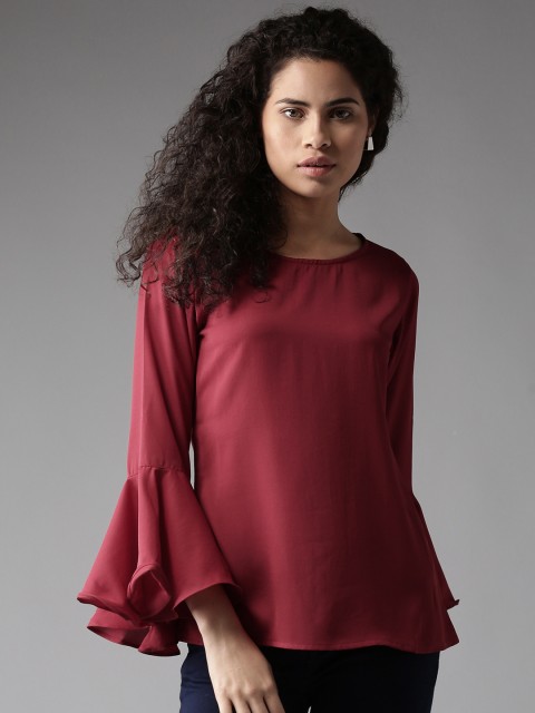 

HERE&NOW Women Maroon Solid Top