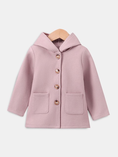 

Hopscotch Girls Pink Solid Longline Tailored Jacket