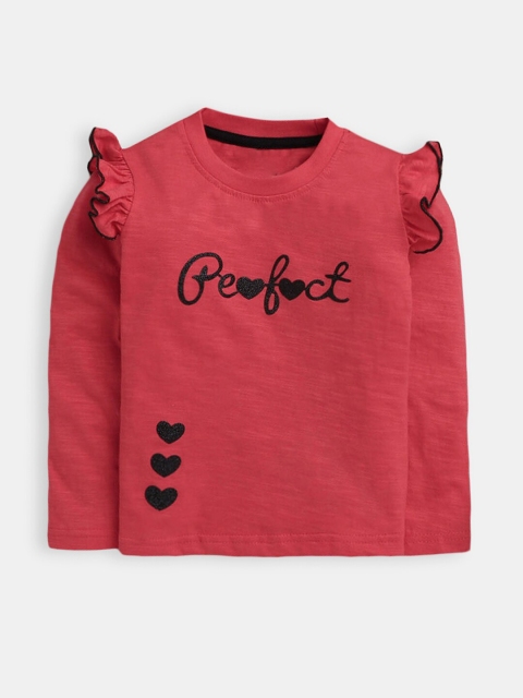 

Hopscotch Girls Red Round Neck Cotton T-shirt