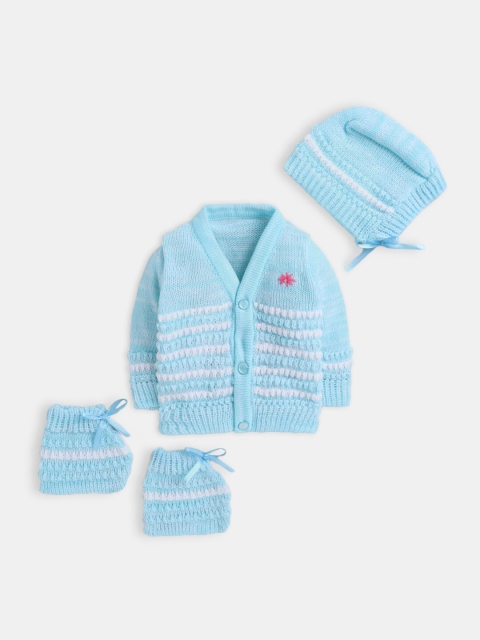 

Hopscotch Unisex Kids Blue & White Striped Striped Cardigan