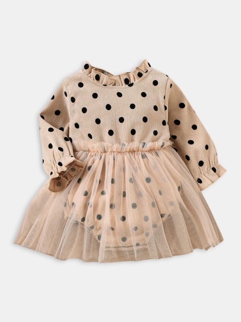 

Hopscotch Girls Beige Midi Polka Dot Print Casual Dress
