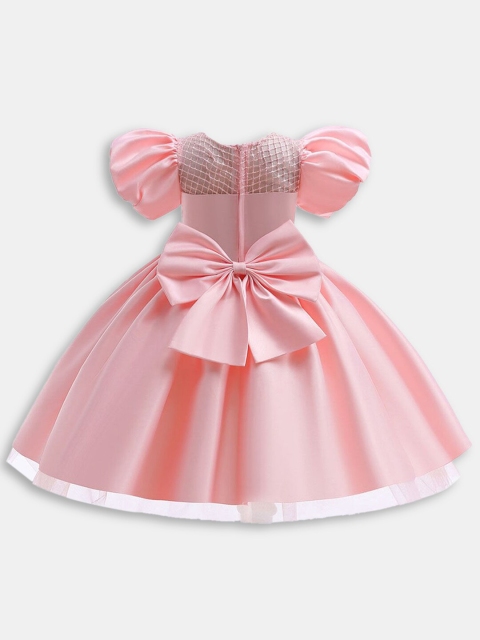 

Hopscotch Girls Pink Fit & Flare Bow Applique Party Dress