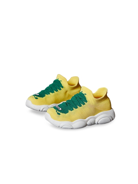 

Hopscotch Kids Yellow Woven Design Slip-On Sneakers