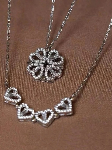 

Vembley White & Silver-Plated Necklace