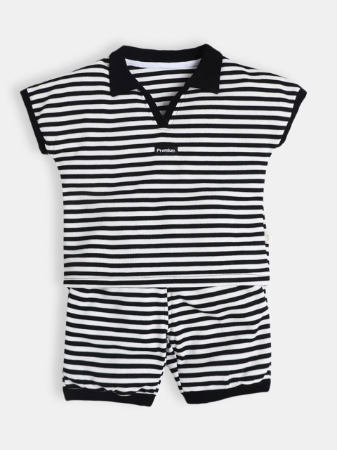 

Hopscotch Boys Black & White Striped T-shirt with Shorts