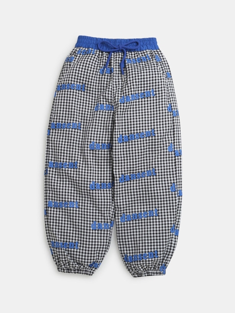 

Hopscotch Boys Grey & Blue Printed Relaxed Joggers
