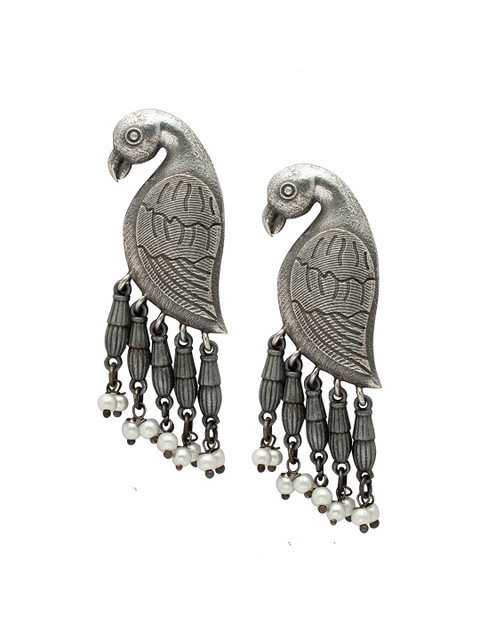 

Shining Jewel - By Shivansh Silver-Plated Parrot Shaped Drop Earrings