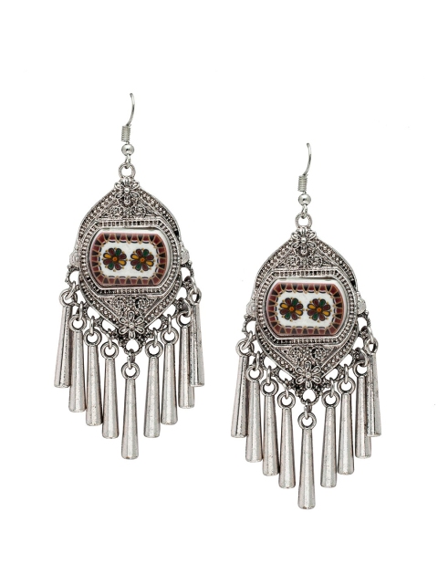 

Shining Jewel - By Shivansh Women Silver-Toned Contemporary Drop Earrings