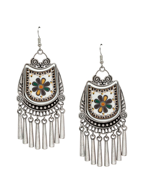 

Shining Jewel - By Shivansh Women Silver-Toned Silver Plated Contemporary Drop Earrings