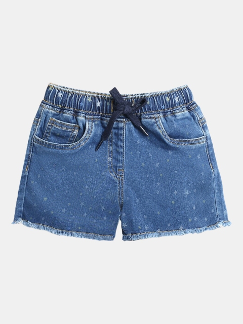

Hopscotch Girls Blue Conversational Printed Denim Shorts