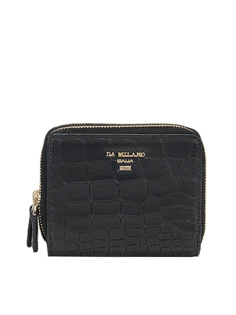 

Da Milano Women Black Textured Leather Two Fold Wallet