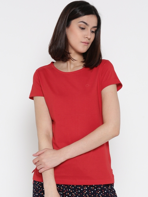 

Sweet Dreams Women Red Solid Lounge T-shirt