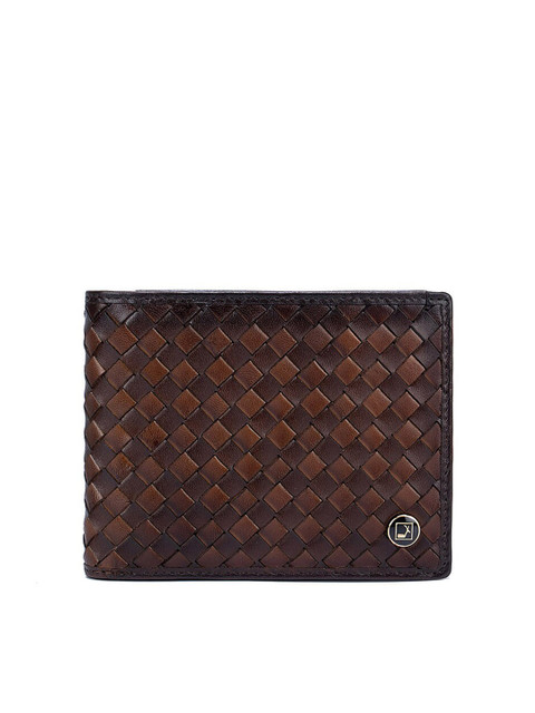 

Da Milano Men Brown Textured Leather Two Fold Wallet