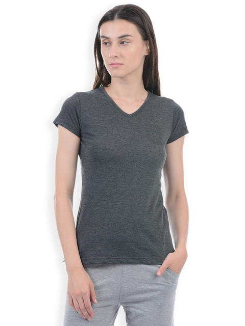 

Sweet Dreams Women Charcoal Grey Solid V-Neck Lounge T-shirt