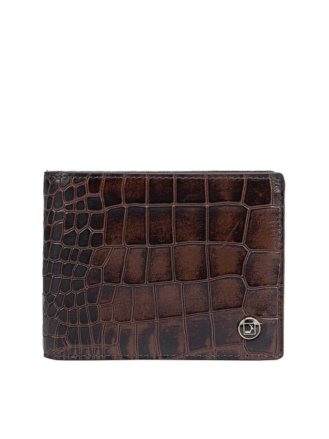 

Da Milano Men Brown Textured Leather Two Fold Wallet