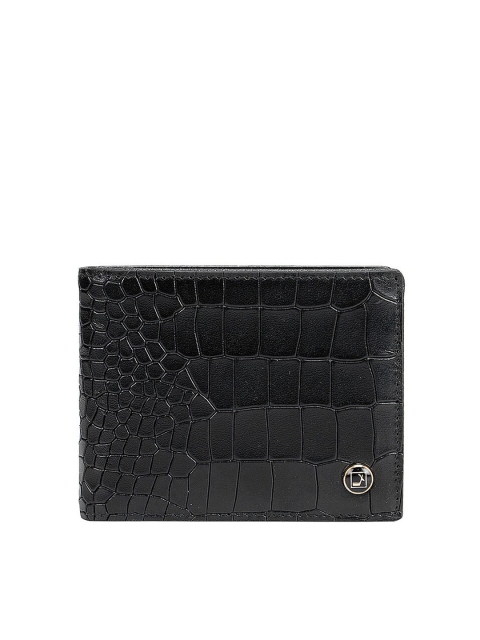 

Da Milano Men Black Textured Leather Two Fold Wallet