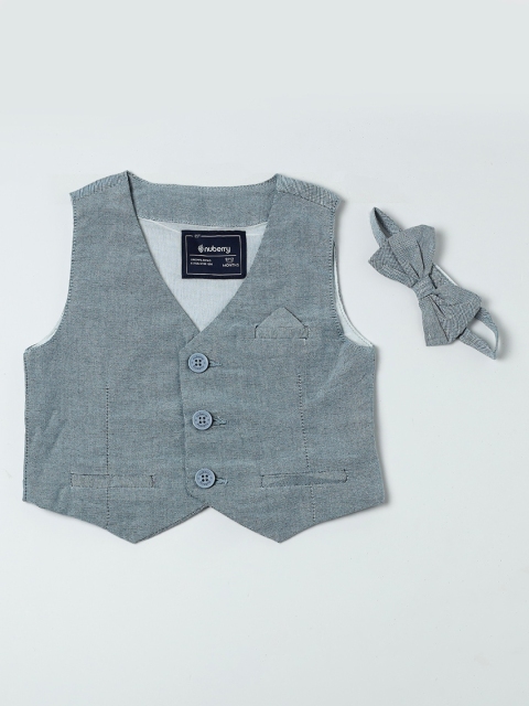 

Nuberry Boys Blue Solid Pure Cotton Waistcoat