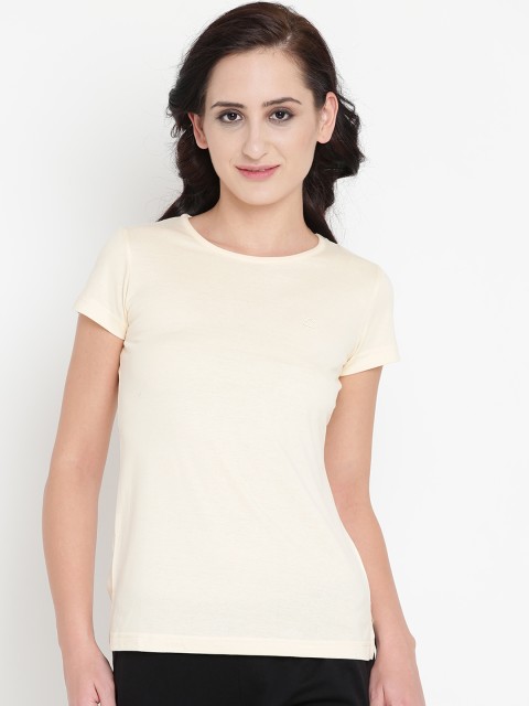 

Sweet Dreams Women Peach-Coloured Solid Round Neck Lounge T-shirt
