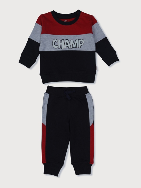 

Gini and Jony Girls Black & Maroon Colourblocked Top with Pyjamas