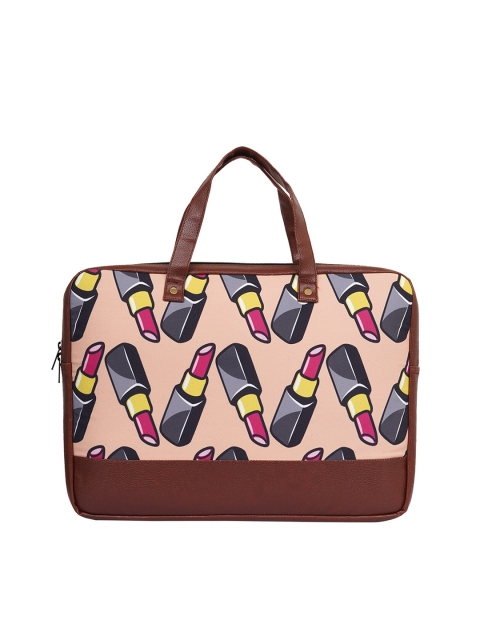

Crazy Corner Women Brown & Pink Printed PU Laptop Bag