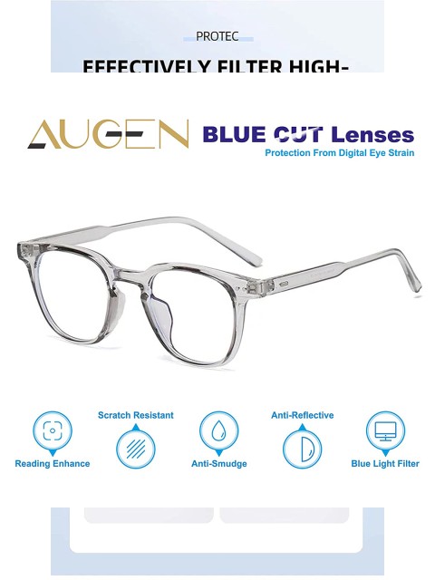 

AUGEN Unisex Grey Full Rim Square Frames