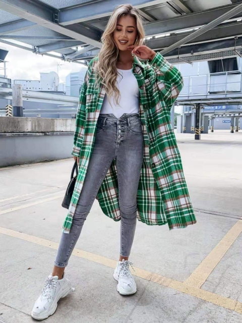 

BoStreet Women Green Checked Crop Tailored Jacket with Patchwork