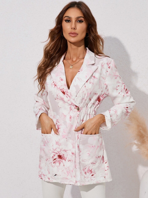 

BoStreet Women Pink Floral Longline Puffer Jacket