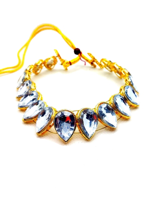

Kshitij Jewels Gold-Plated White Stone-Studded & Pearl Beaded Jewellery Set