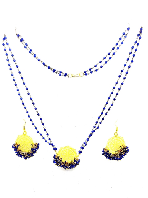 

Kshitij Jewels Gold-Plated Blue Beaded Jewellery Set