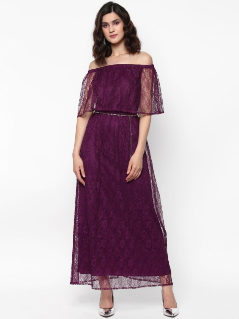 

SASSAFRAS Purple Lace Maxi Dress