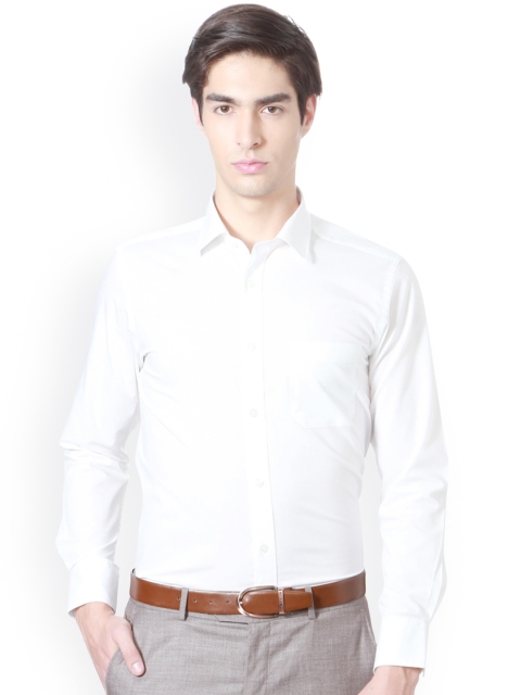 

Peter England Men White Solid Formal Shirt
